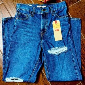 Levi's High Waisted Distressed Mom Denim Jeans